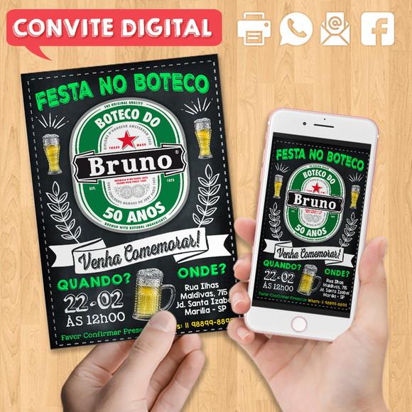 Convite Digital Aniversário Festa no Boteco Bruno