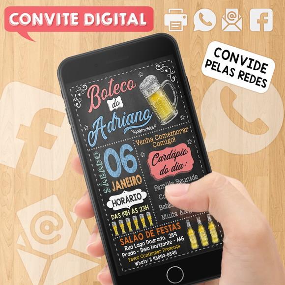 Convite Digital Aniversário Festa no Boteco do Adriano