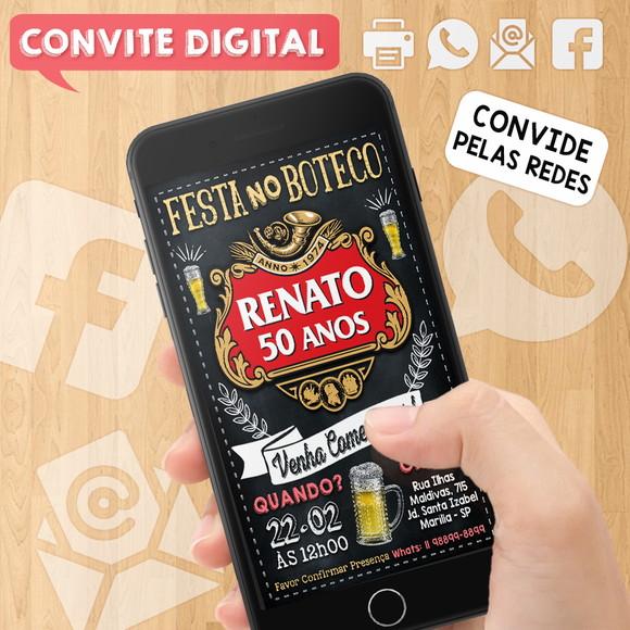 Convite Digital Aniversário Festa no Boteco Stella Artois