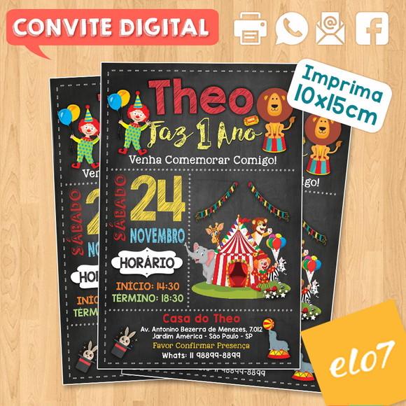 Convite Digital Aniversário Festa No Circo