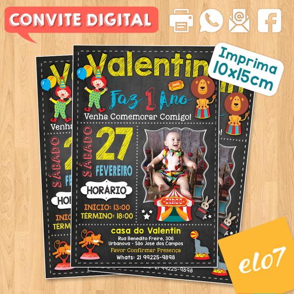 Convite Digital Aniversário Festa No Circo Com Foto