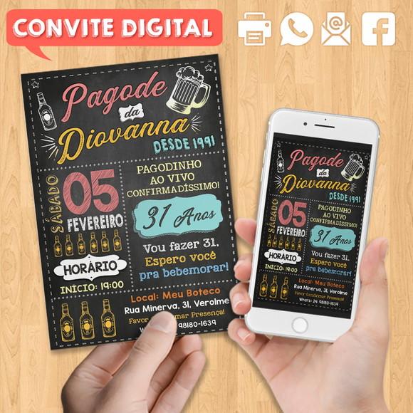 Convite Digital Aniversário Festa Pagode Da Diovanna