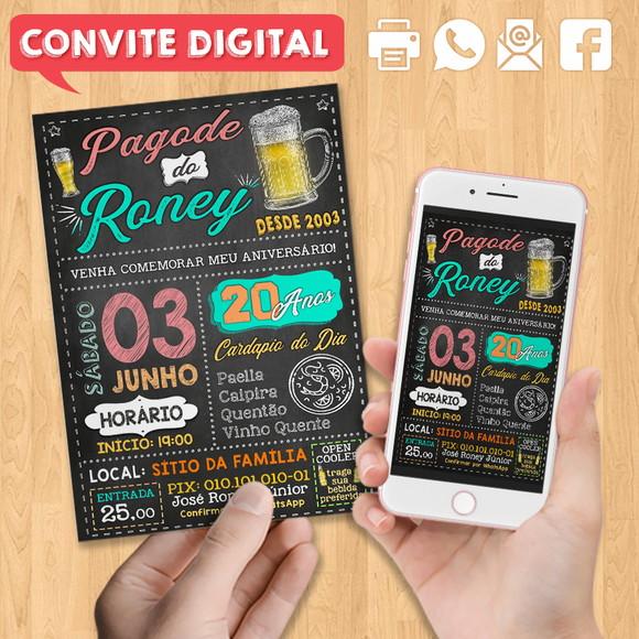 Convite Digital Aniversário Festa Pagode do Roney