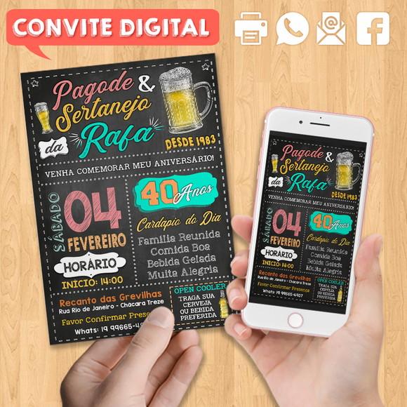 Convite Digital Aniversário Festa Pagode e Sertanejo da Rafa