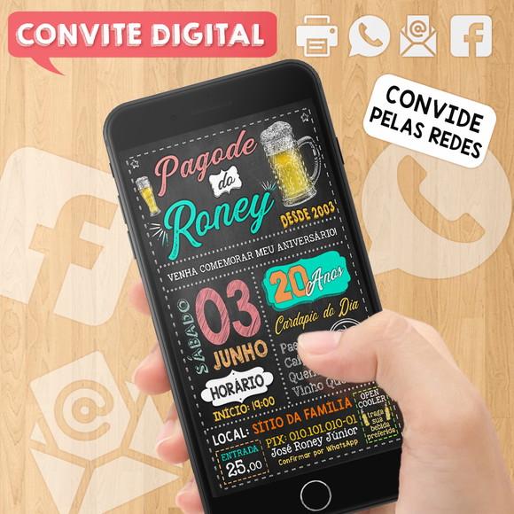 Convite Digital Aniversário Festa Pagode do Roney