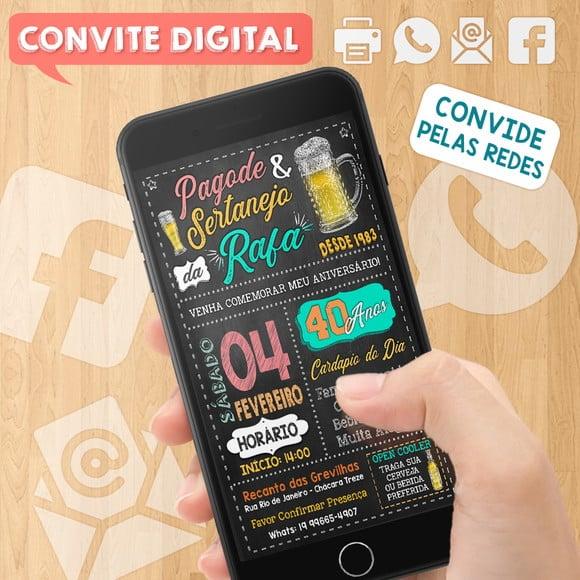 Convite Digital Aniversário Festa Pagode e Sertanejo da Rafa