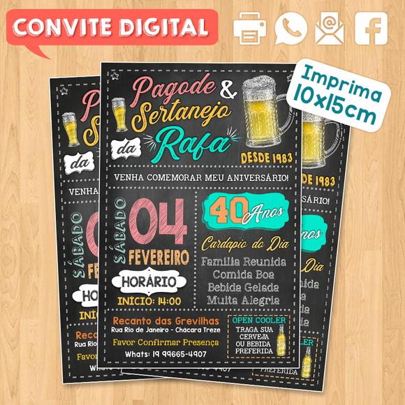 Convite Digital Aniversário Festa Pagode e Sertanejo da Rafa