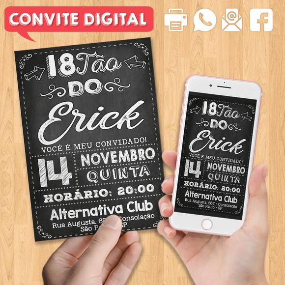 Convite Digital Aniversário Festa Preto e Branco 18 Anos