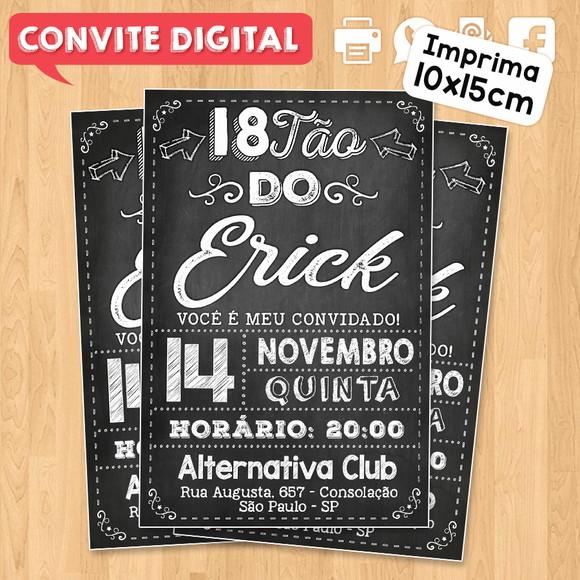 Convite Digital Aniversário Festa Preto e Branco 18 Anos