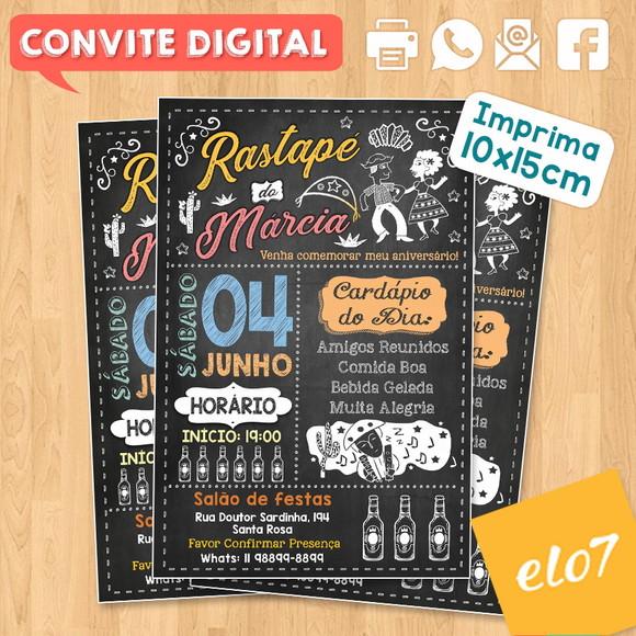 Convite Digital Aniversário Festa Rastapé Da Marcia