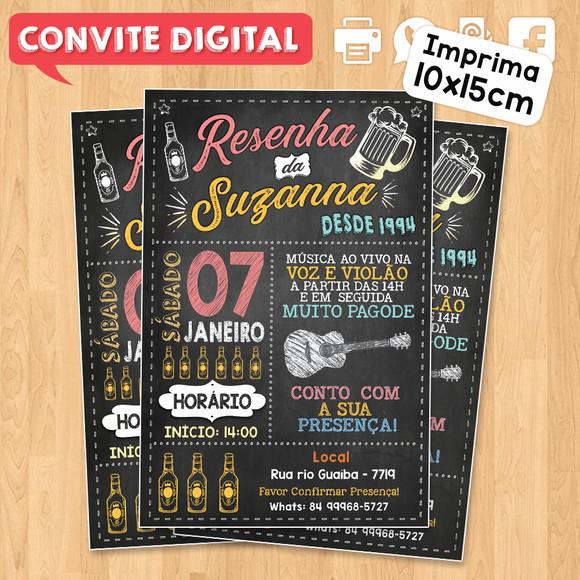 Convite Digital Aniversário Festa Resenha da Suzanna