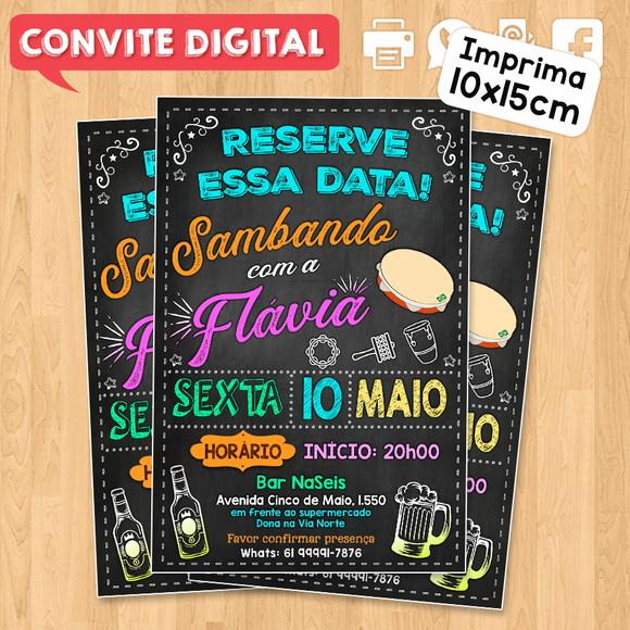 Convite Digital Aniversário Festa Samba da Flavia