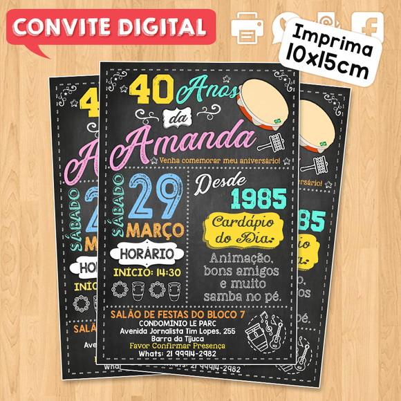 Convite Digital Aniversário Festa Samba da Amanda