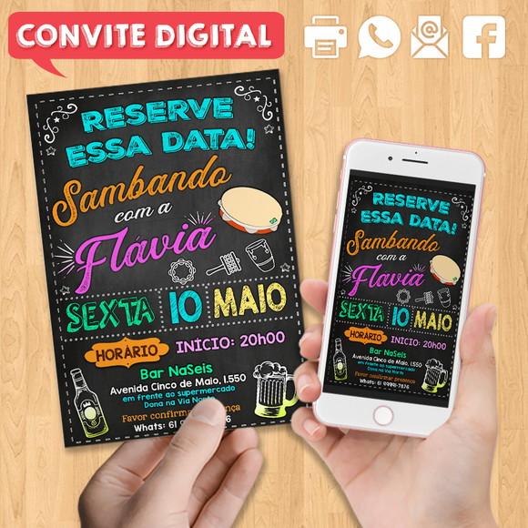 Convite Digital Aniversário Festa Samba da Flavia