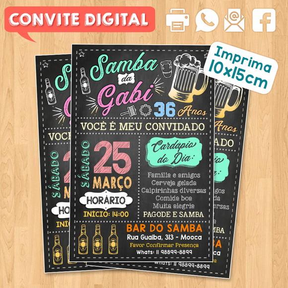Convite Digital Aniversário Festa Samba da Gabi