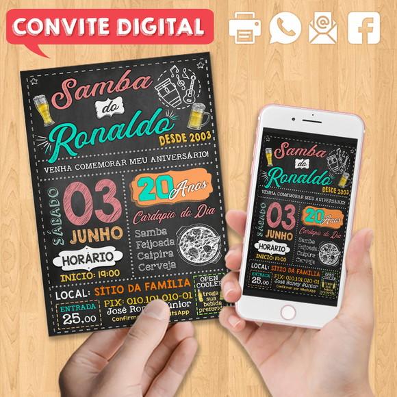 Convite Digital Aniversário Festa Samba do Ronaldo