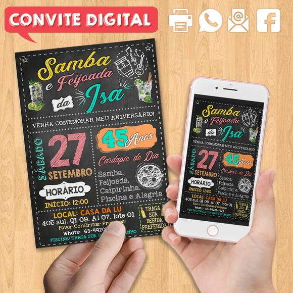 Convite Digital Aniversário Festa Samba e Feijoada