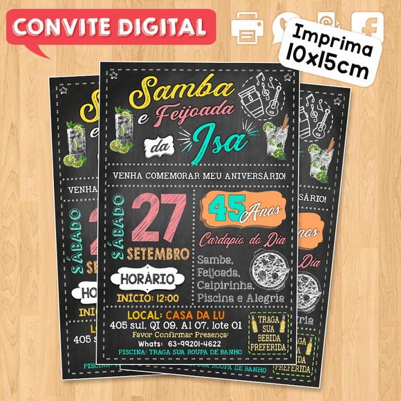 Convite Digital Aniversário Festa Samba e Feijoada