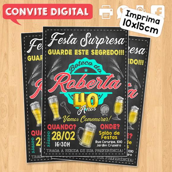 Convite Digital Aniversário Festa Surpresa Dela 40 Anos