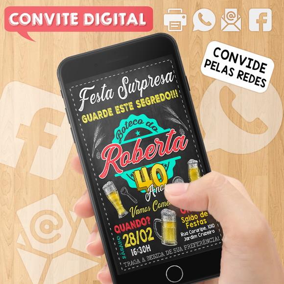 Convite Digital Aniversário Festa Surpresa Dela 40 Anos