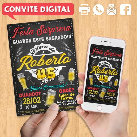 Convite Digital Aniversário Festa Surpresa Dele 45 Anos