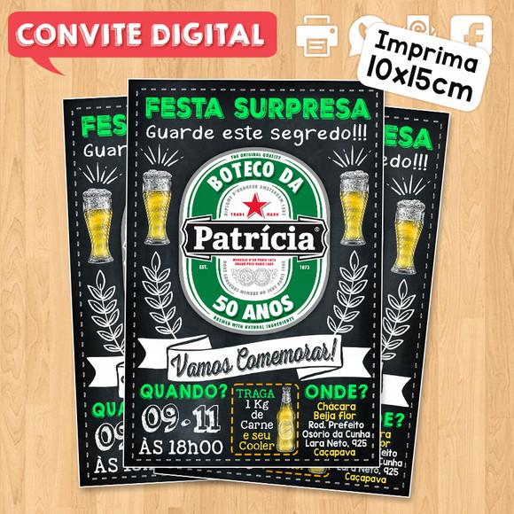 Convite Digital Aniversário Festa Surpresa no Boteco Cerveja