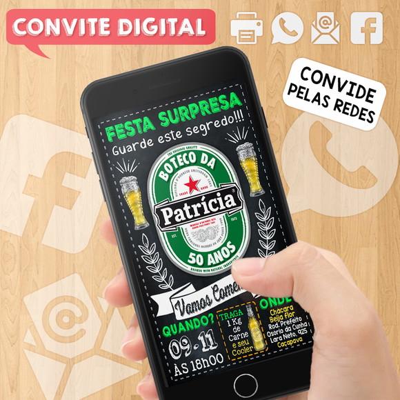 Convite Digital Aniversário Festa Surpresa no Boteco Cerveja