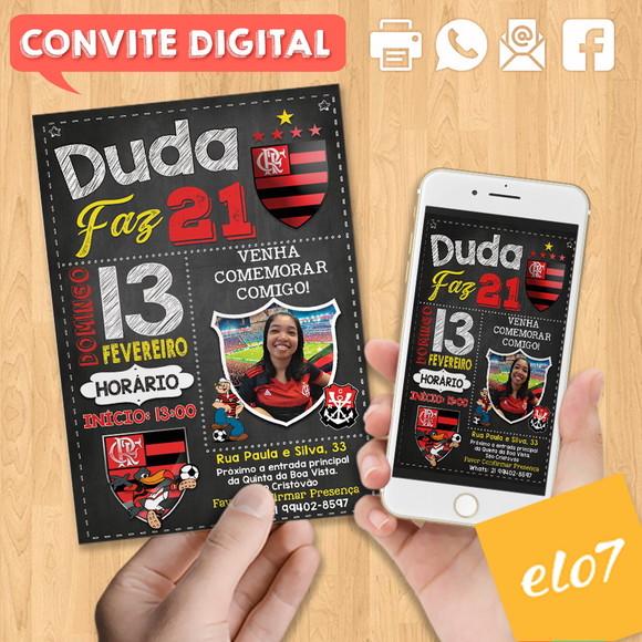 Convite Digital Aniversário Flamengo Mengão Duda 21 Anos