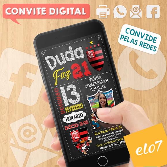 Convite Digital Aniversário Flamengo Mengão Duda 21 Anos