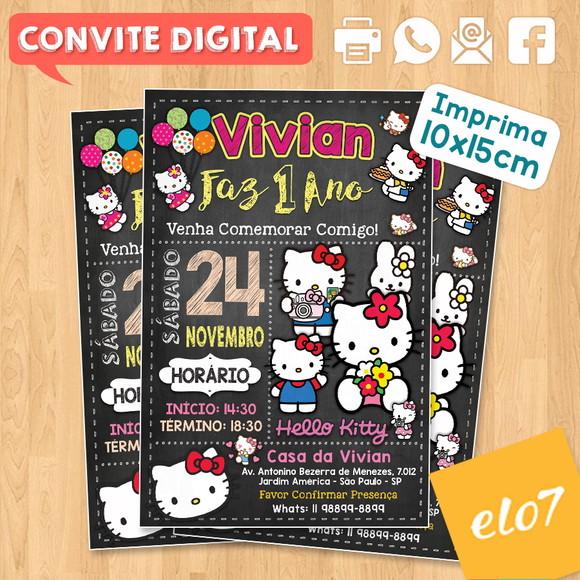 Convite Digital Aniversário Hello Kitty