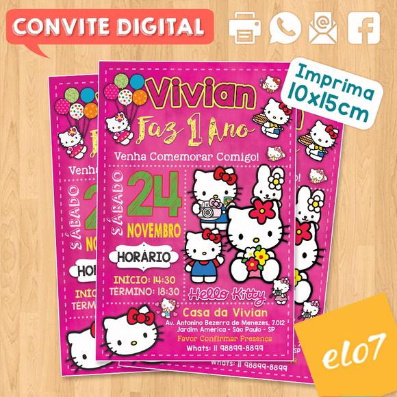 Convite Digital Aniversário Hello Kitty