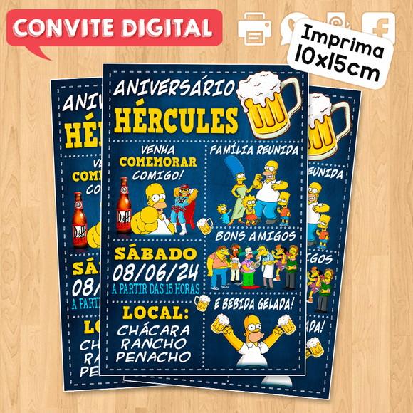 Convite Digital Aniversário Homer Simpson Cerveja