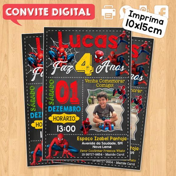 Convite Digital Aniversário Homem Aranha com Foto