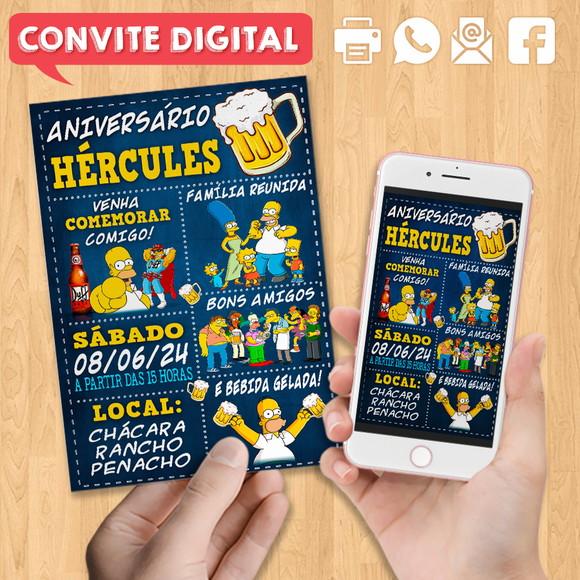Convite Digital Aniversário Homer Simpson Cerveja
