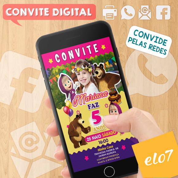 Convite Digital Aniversário Massha E O Urso