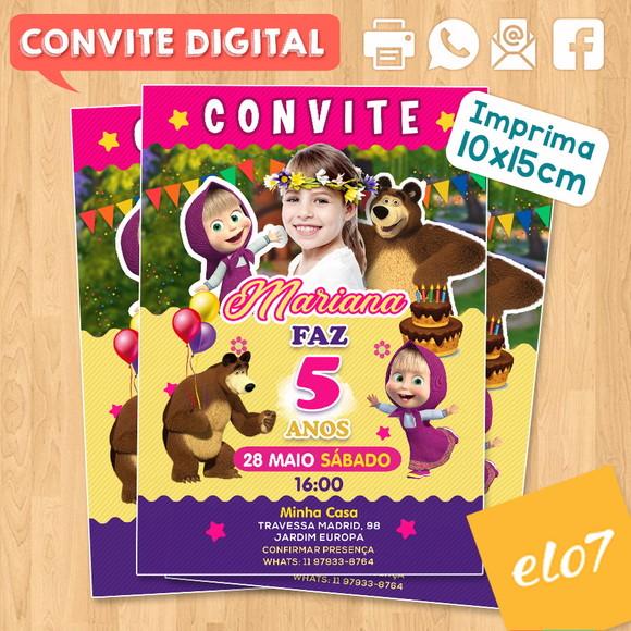Convite Digital Aniversário Massha E O Urso