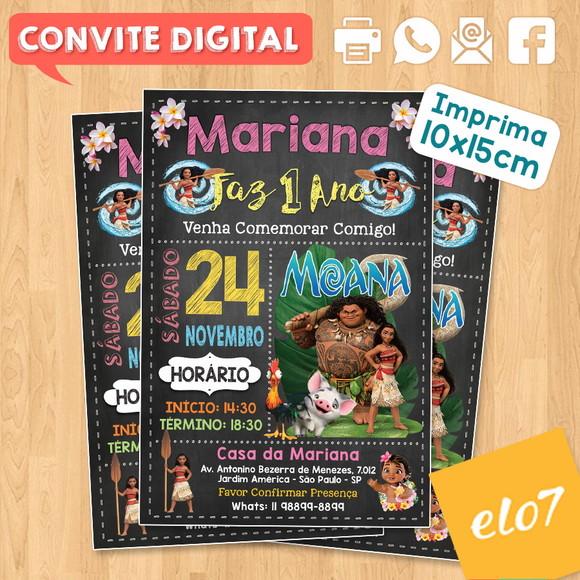 Convite Digital Aniversário Moana Disney
