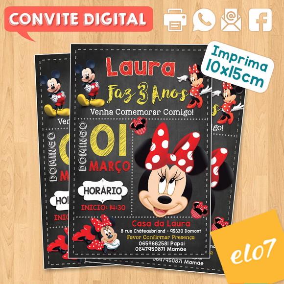 Convite Digital Aniversário Minnie Vermelho