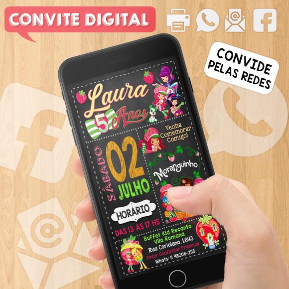 Convite Digital Aniversário Moranguinho