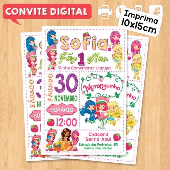 Convite Digital Aniversário Moranguinho