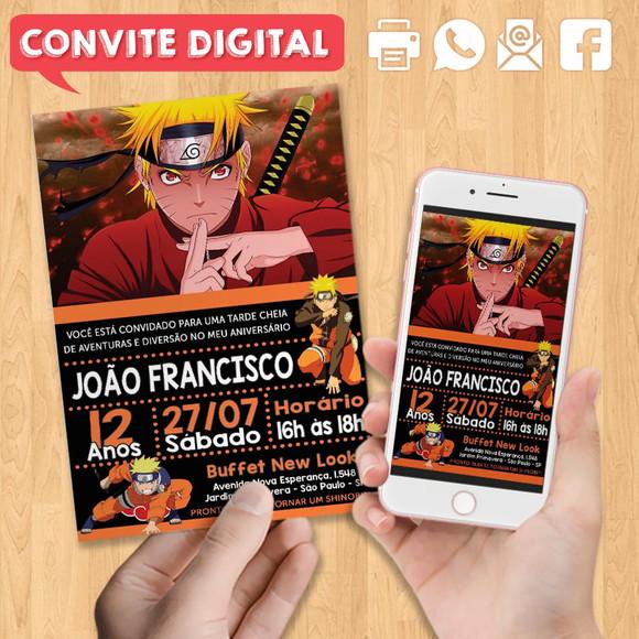 Convite Digital Aniversário Naruto