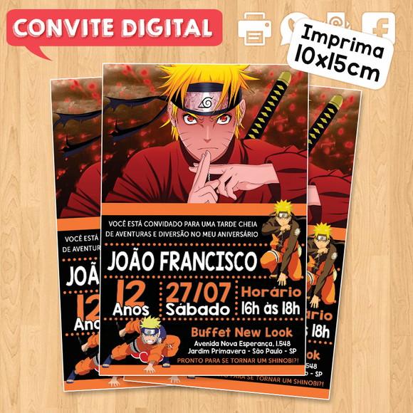 Convite Digital Aniversário Naruto