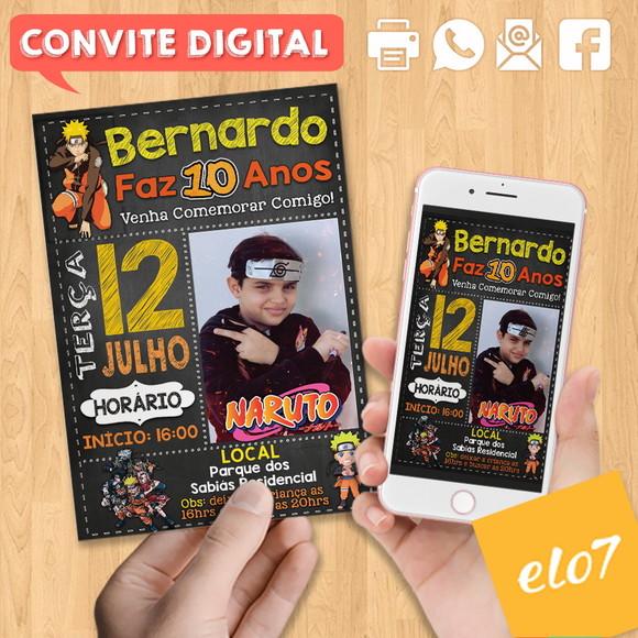 Convite Digital Aniversário Naruto Com Foto