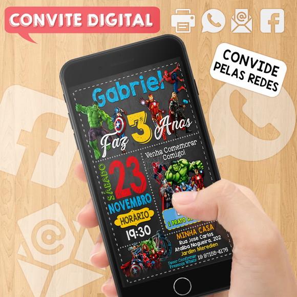 Convite Digital Aniversário os Vingadores