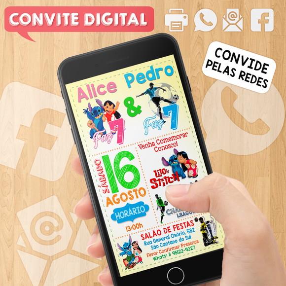 Convite Digital Aniversário para Irmãos ou Amigos Dois Temas
