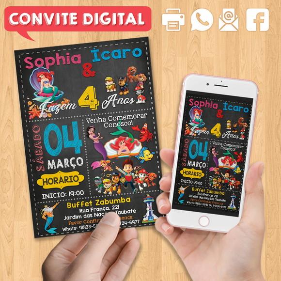 Convite Digital Aniversário para Irmãos ou Amigos Dois Temas