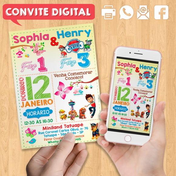 Convite Digital Aniversário para Irmãos ou Amigos Dois Temas