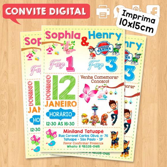 Convite Digital Aniversário para Irmãos ou Amigos Dois Temas