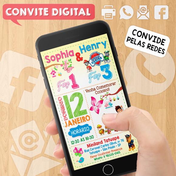 Convite Digital Aniversário para Irmãos ou Amigos Dois Temas