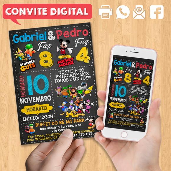 Convite Digital Aniversário para Irmãos ou Amigos Dois Temas